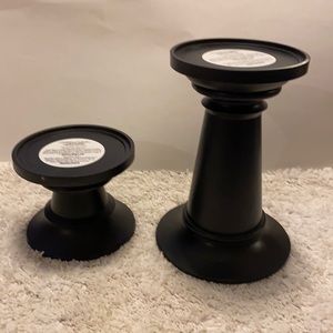 2 Bath & Body Works Black Pedestal Candle Holders